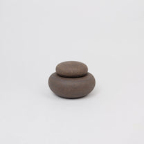 Ceramic Stacking Cairn Container with a Lid, Mini Dark Brown