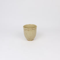 Japanese Shigaraki Ceramic Tea Cup, Mustard with Fine Brushstroke