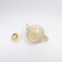 Japanese Mino-yaki Beige Ceramic Teapot, Brushwork