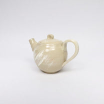 Japanese Mino-yaki Beige Ceramic Teapot, Brushwork