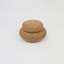 Ceramic Stacking Cairn Container with a Lid, Mini Light Brown
