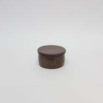 Korean Onggi Earthenware Flat Round Jar with Lid, 2 Sizes