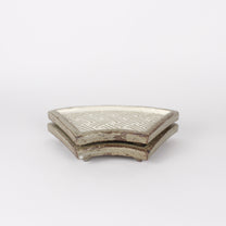 Korean Fan-Shaped Buncheong Ceramic Plates