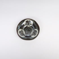 Japanese Ceramic Plate, Abstract Brushwork, Black