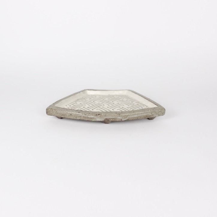 Korean Fan-Shaped Buncheong Ceramic Plates