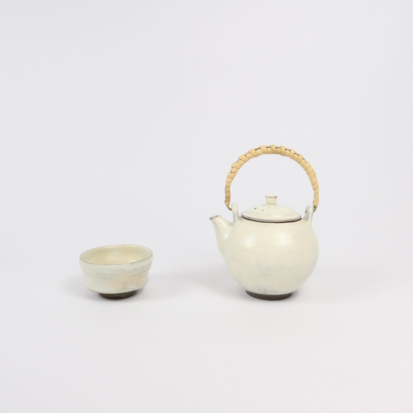 Korean Buncheong Teapot with Bamboo Handle