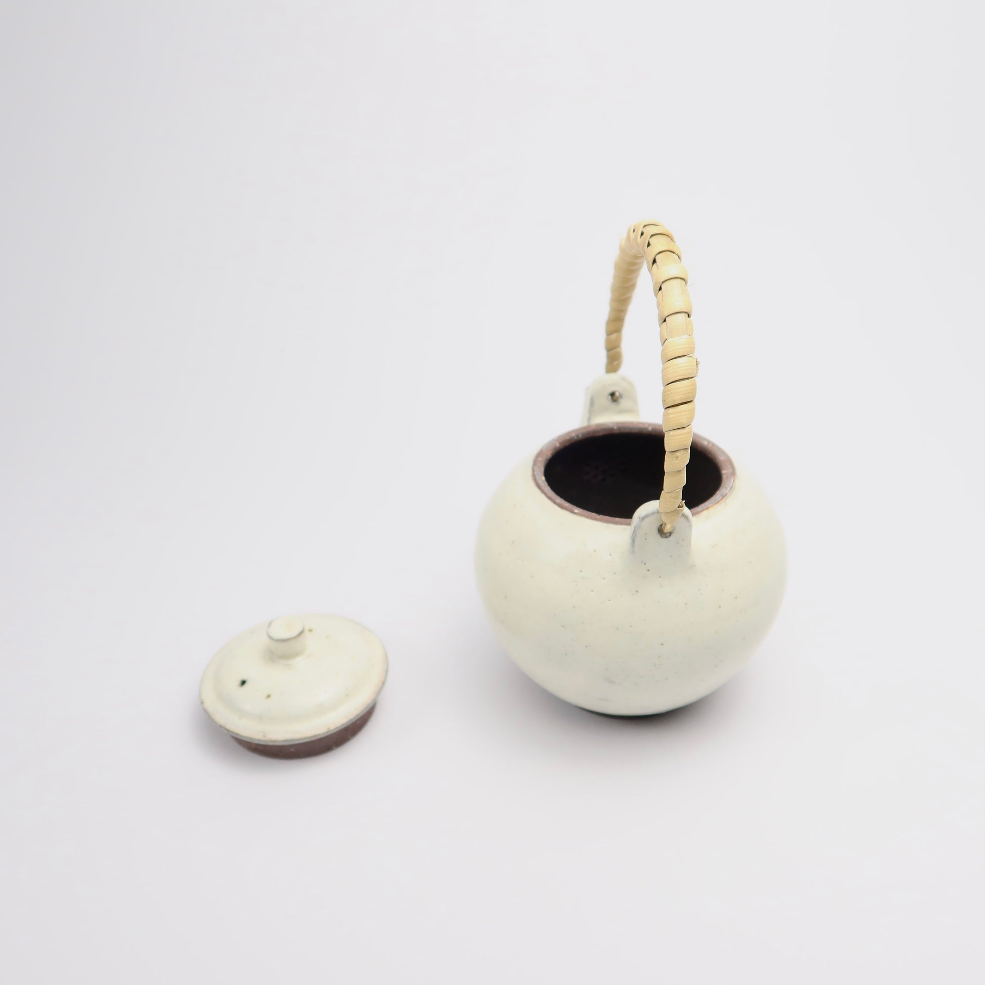 Korean Buncheong Teapot with Bamboo Handle