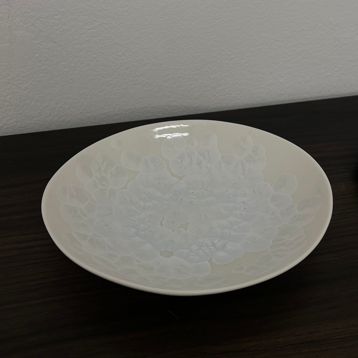 Japanese White Crystalline Glaze Shallow Bowl