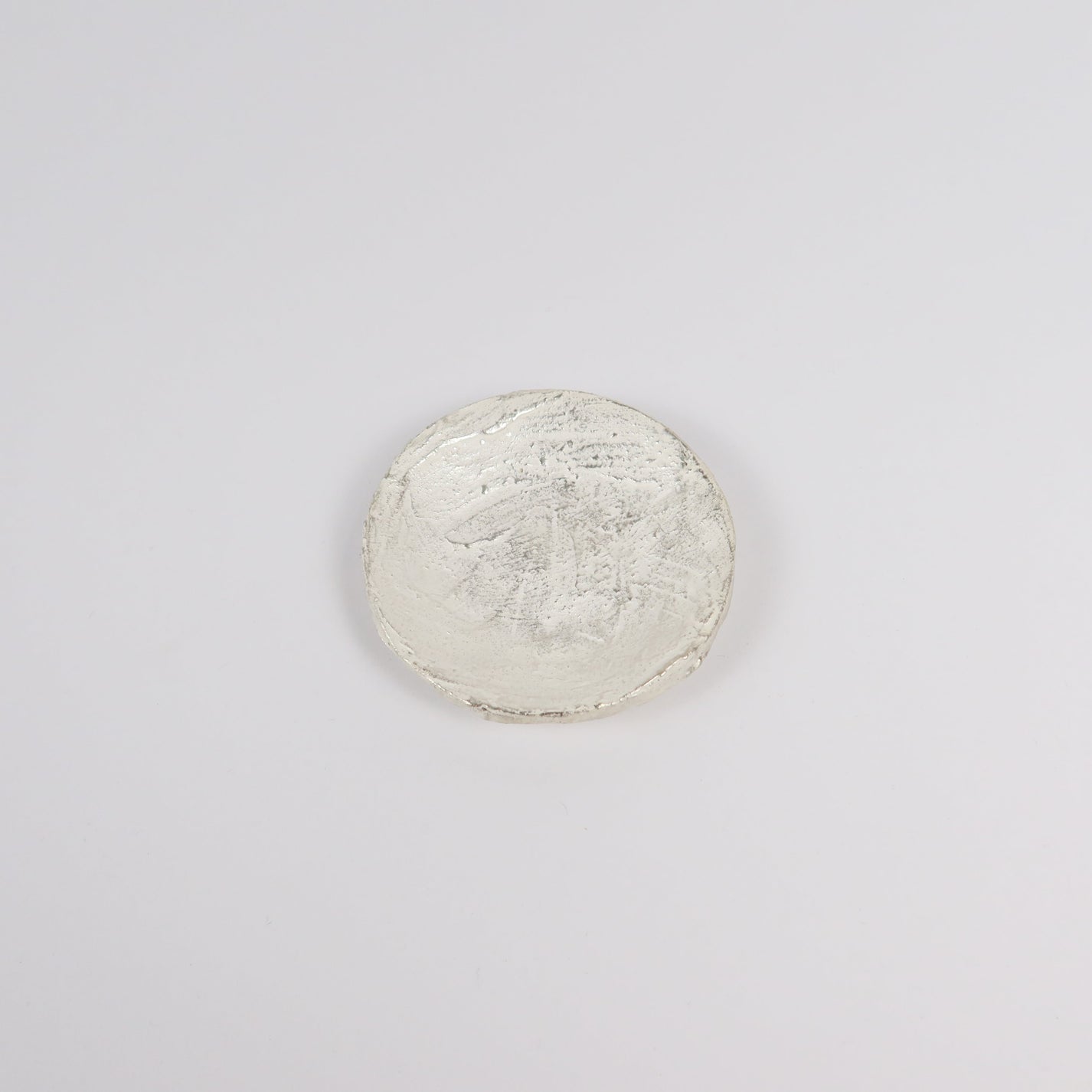 Korean Buncheong Silver Coated Ceramic Mini Saucer/Chasen Rest