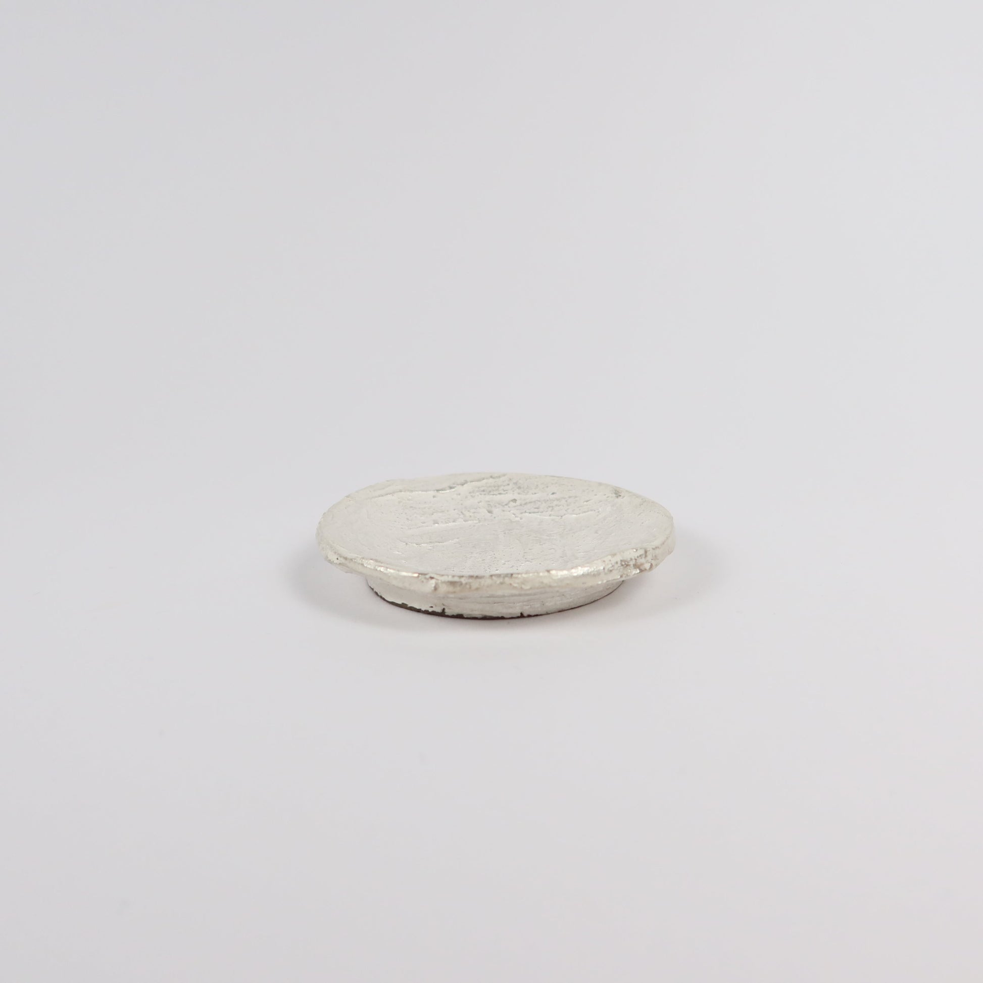 Korean Buncheong Silver Coated Ceramic Mini Saucer/Chasen Rest