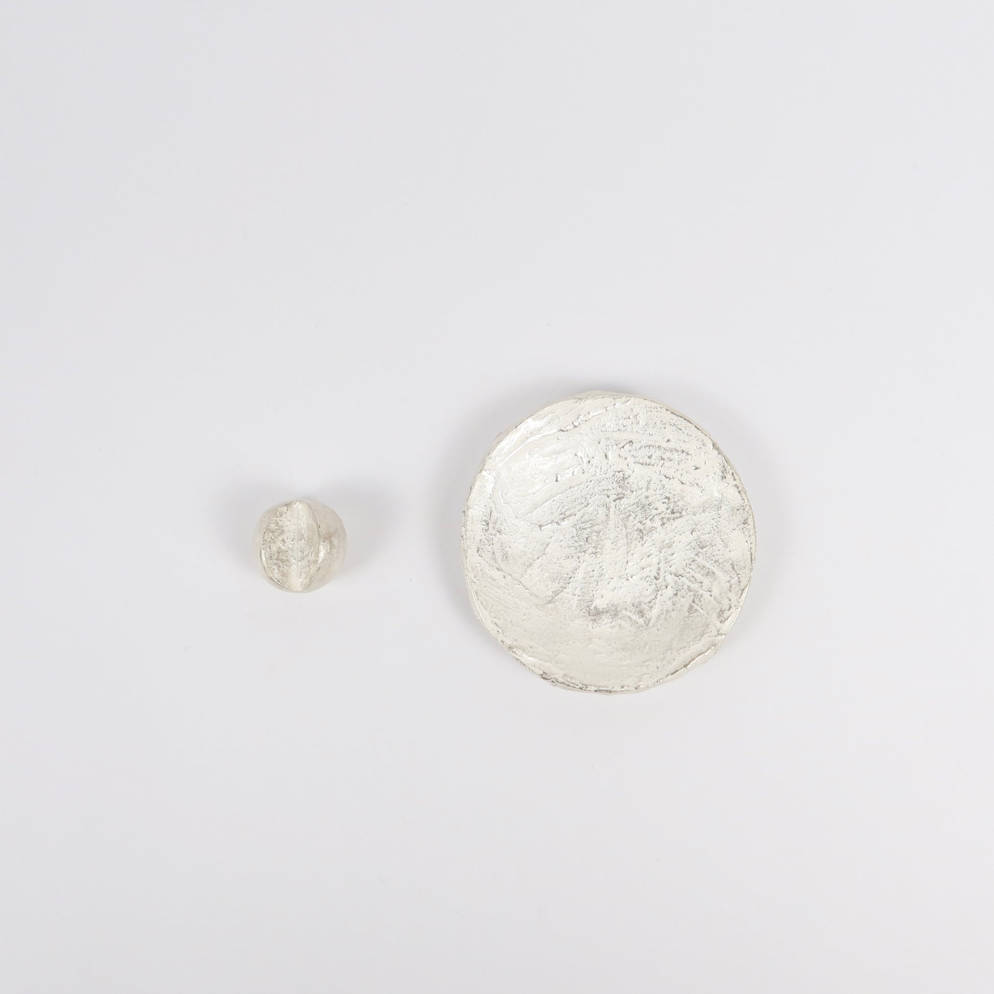 Korean Buncheong Silver Coated Ceramic Mini Saucer/Chasen Rest
