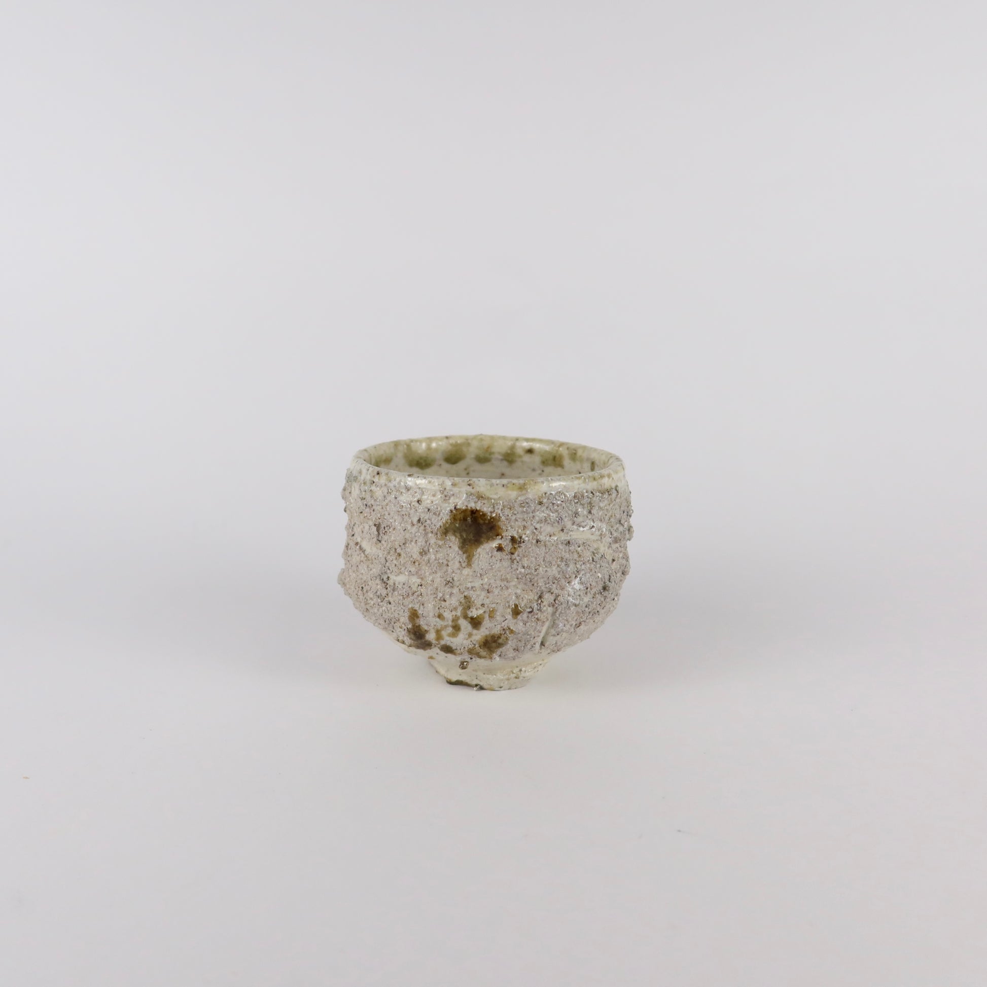Wood-fired Ash-Glaze Ceramic Tea Cup, Mossy Green &amp; Gray