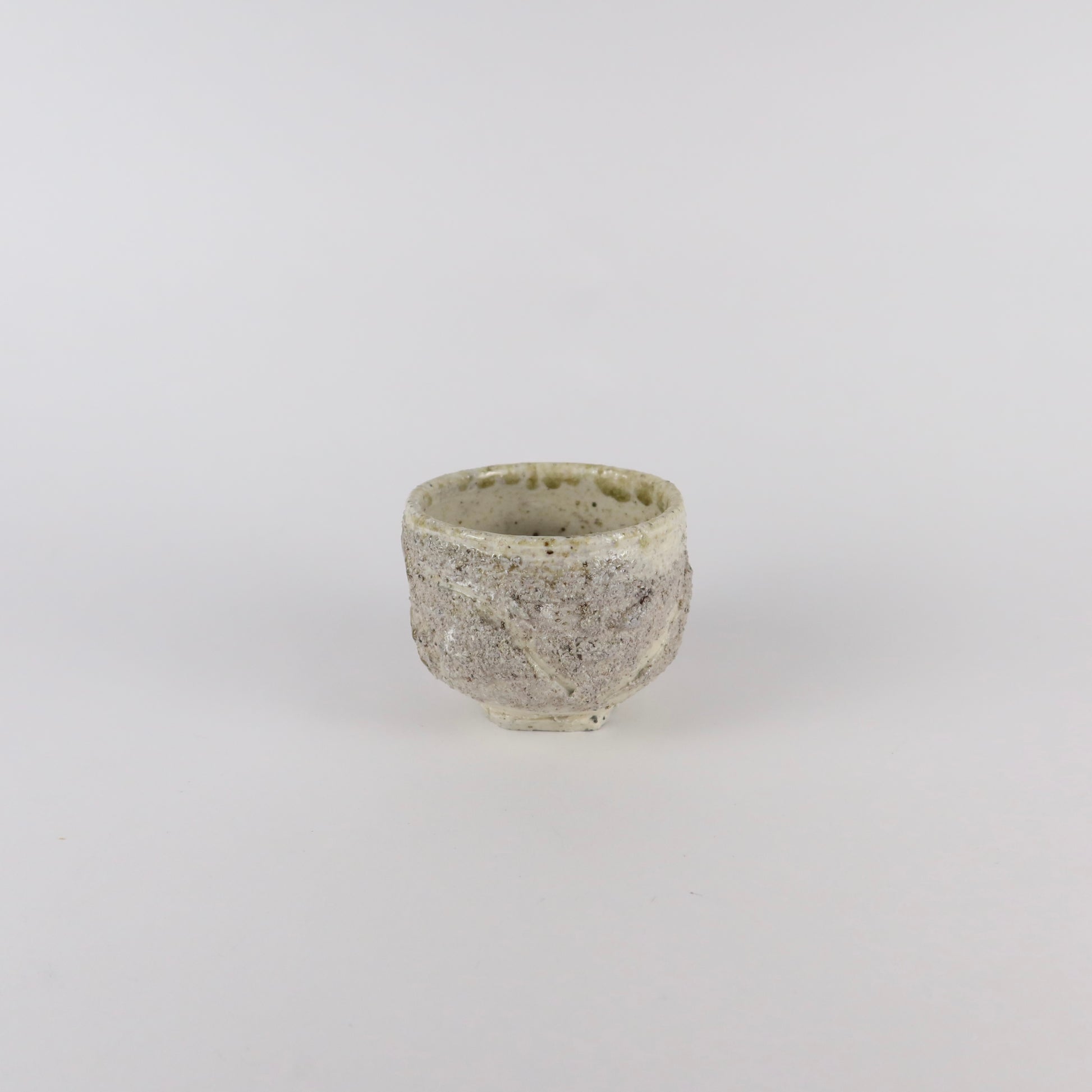 Wood-fired Ash-Glaze Ceramic Tea Cup, Mossy Green &amp; Gray