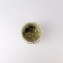Wood-fired Ash-Glaze Ceramic Tea Cup, Mossy Green &amp; Gray