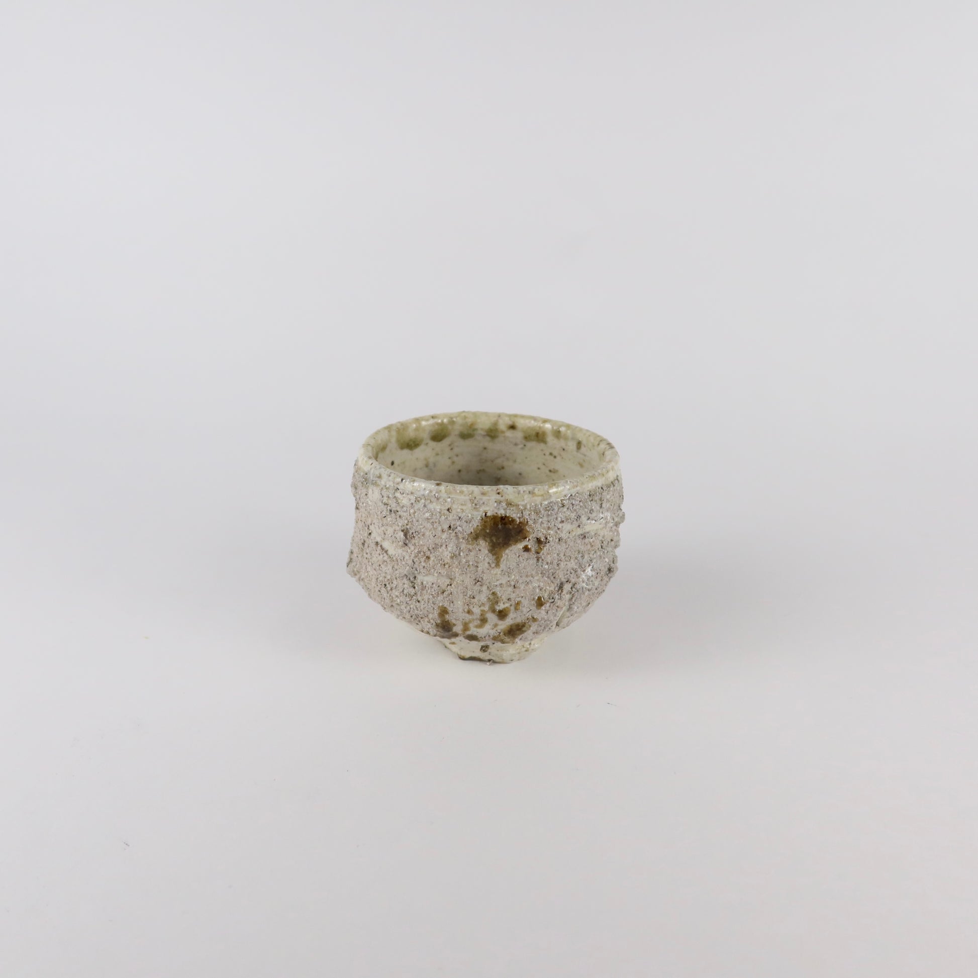 Wood-fired Ash-Glaze Ceramic Tea Cup, Mossy Green &amp; Gray