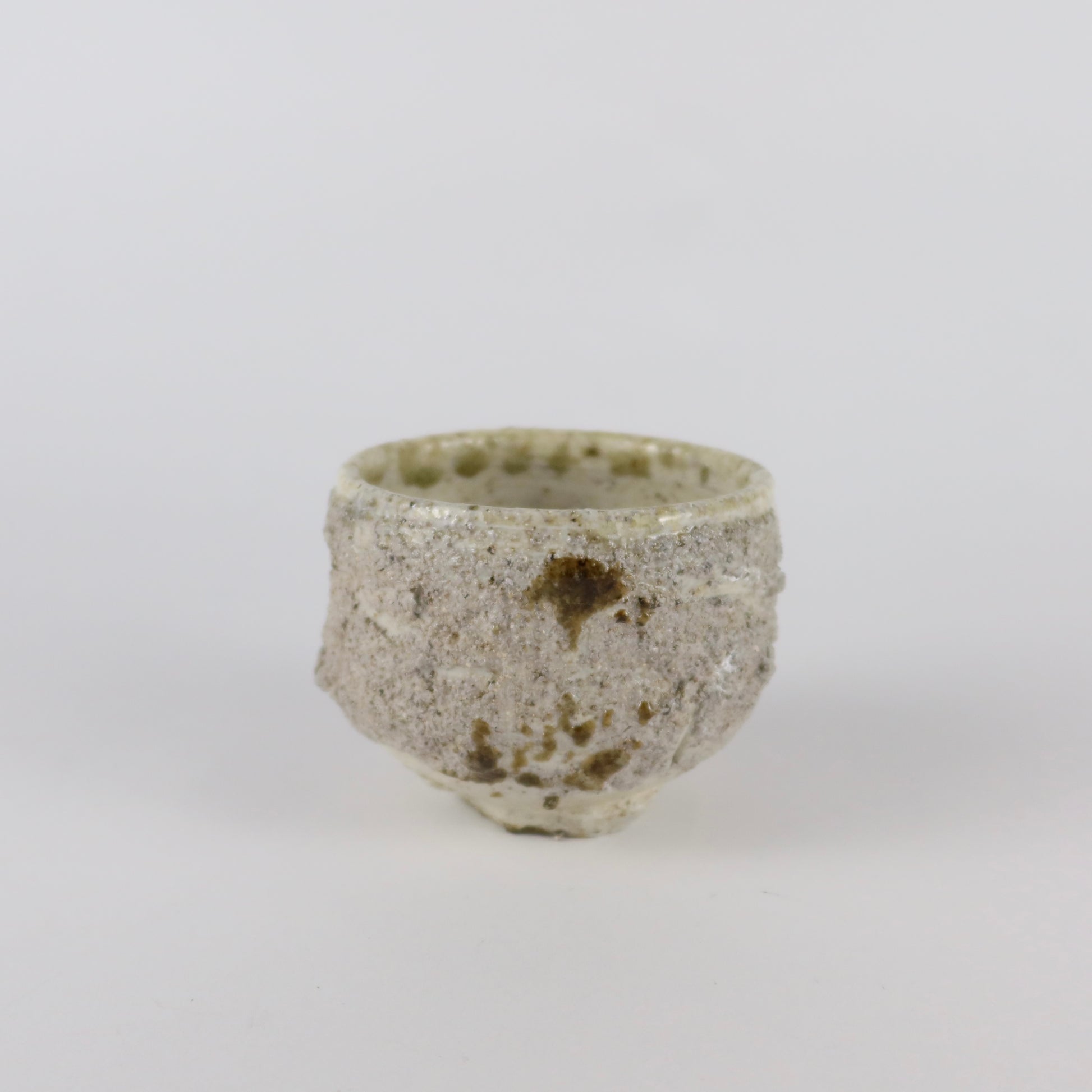 Wood-fired Ash-Glaze Ceramic Tea Cup, Mossy Green &amp; Gray