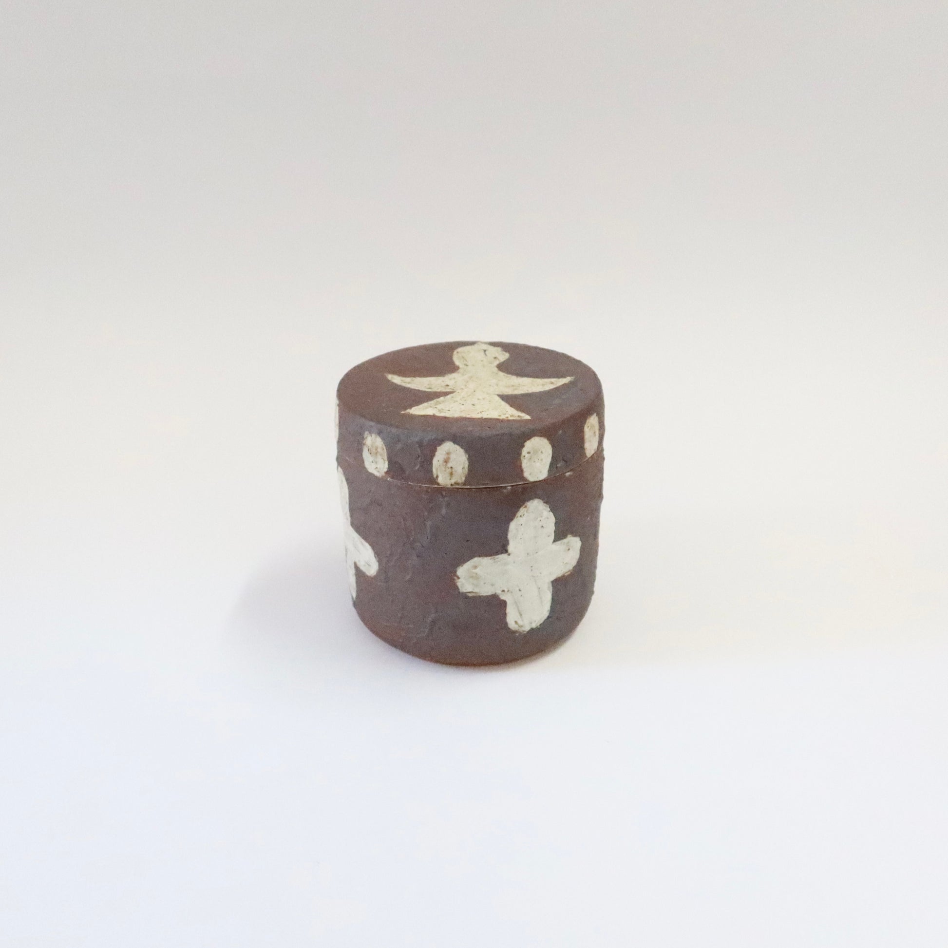 Korean Wood-fired Lidded Vessel with Bird Motif