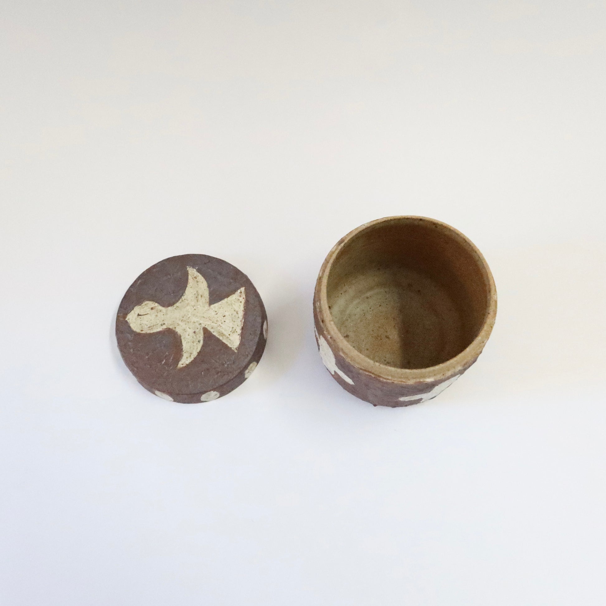 Korean Wood-fired Lidded Vessel with Bird Motif