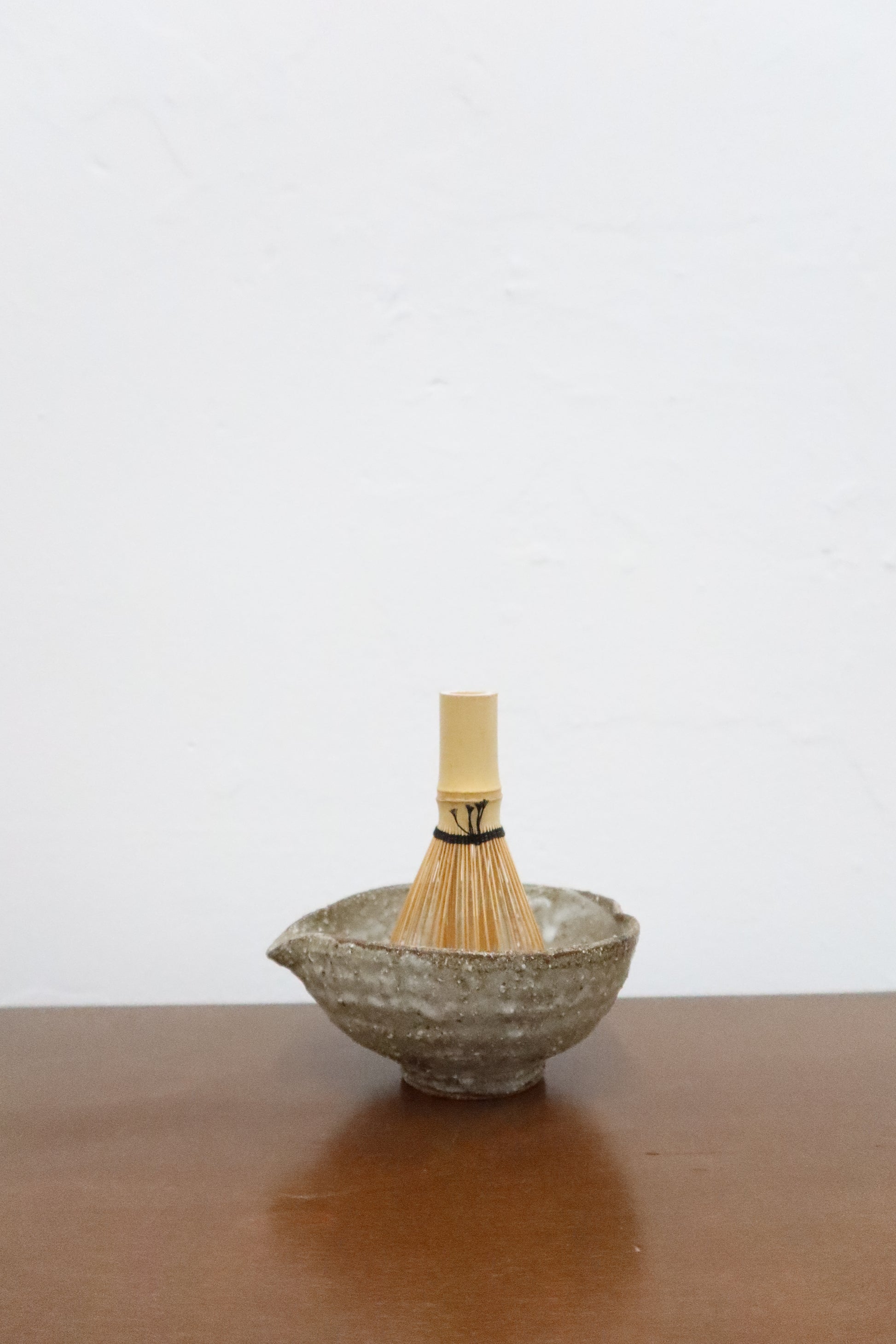 Japanese Kataguchi Ceramic Bowl, Rustic Gray