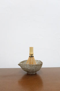 Japanese Kataguchi Ceramic Bowl, Rustic Gray