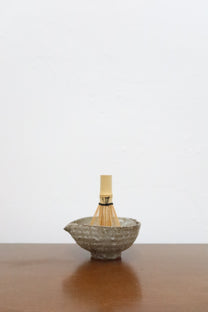 Japanese Kataguchi Ceramic Bowl, Rustic Gray