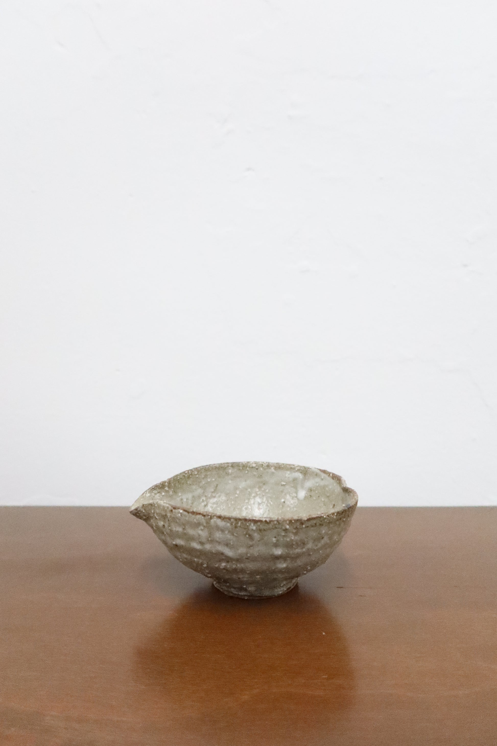 Japanese Kataguchi Ceramic Bowl, Rustic Gray