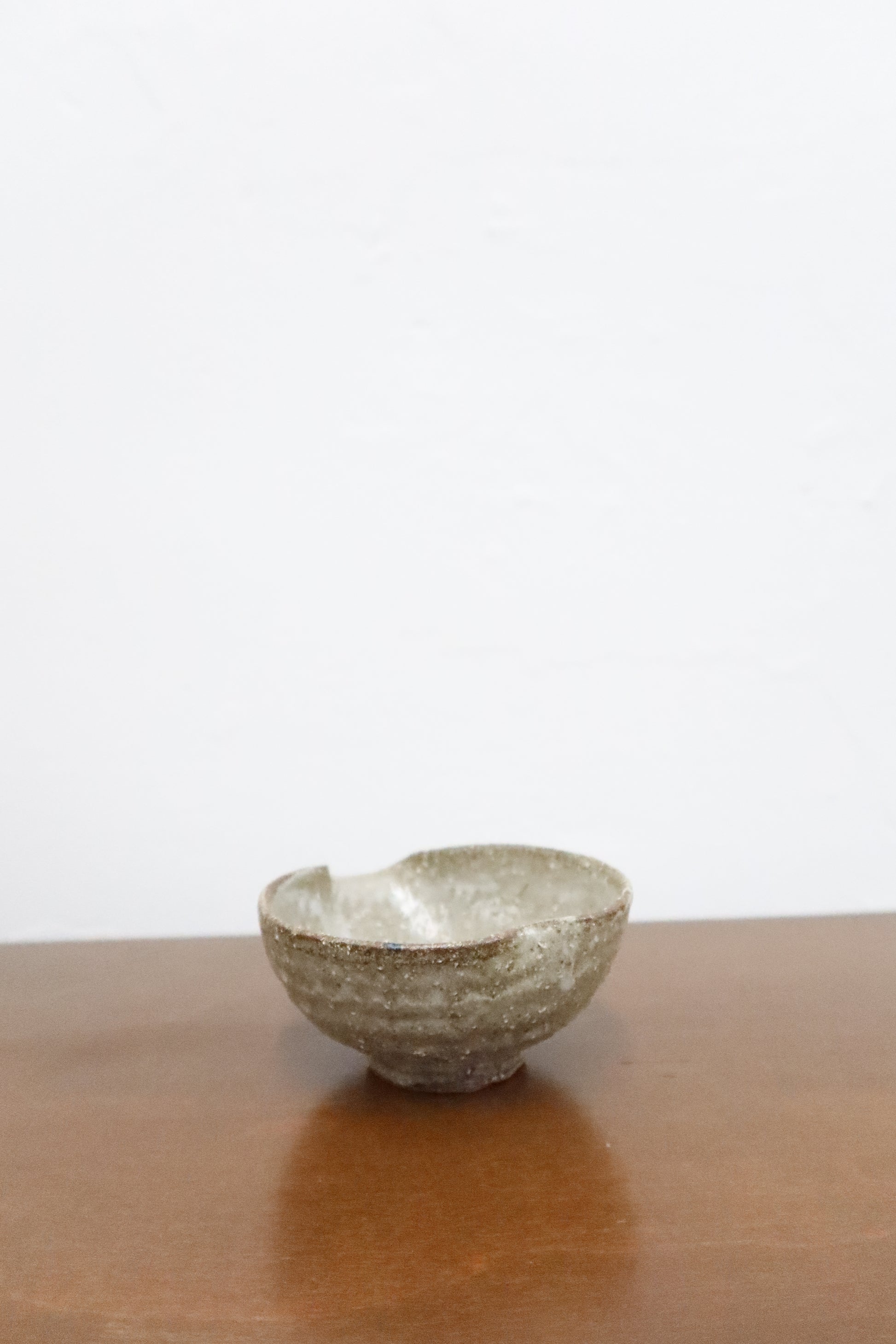 Japanese Kataguchi Ceramic Bowl, Rustic Gray