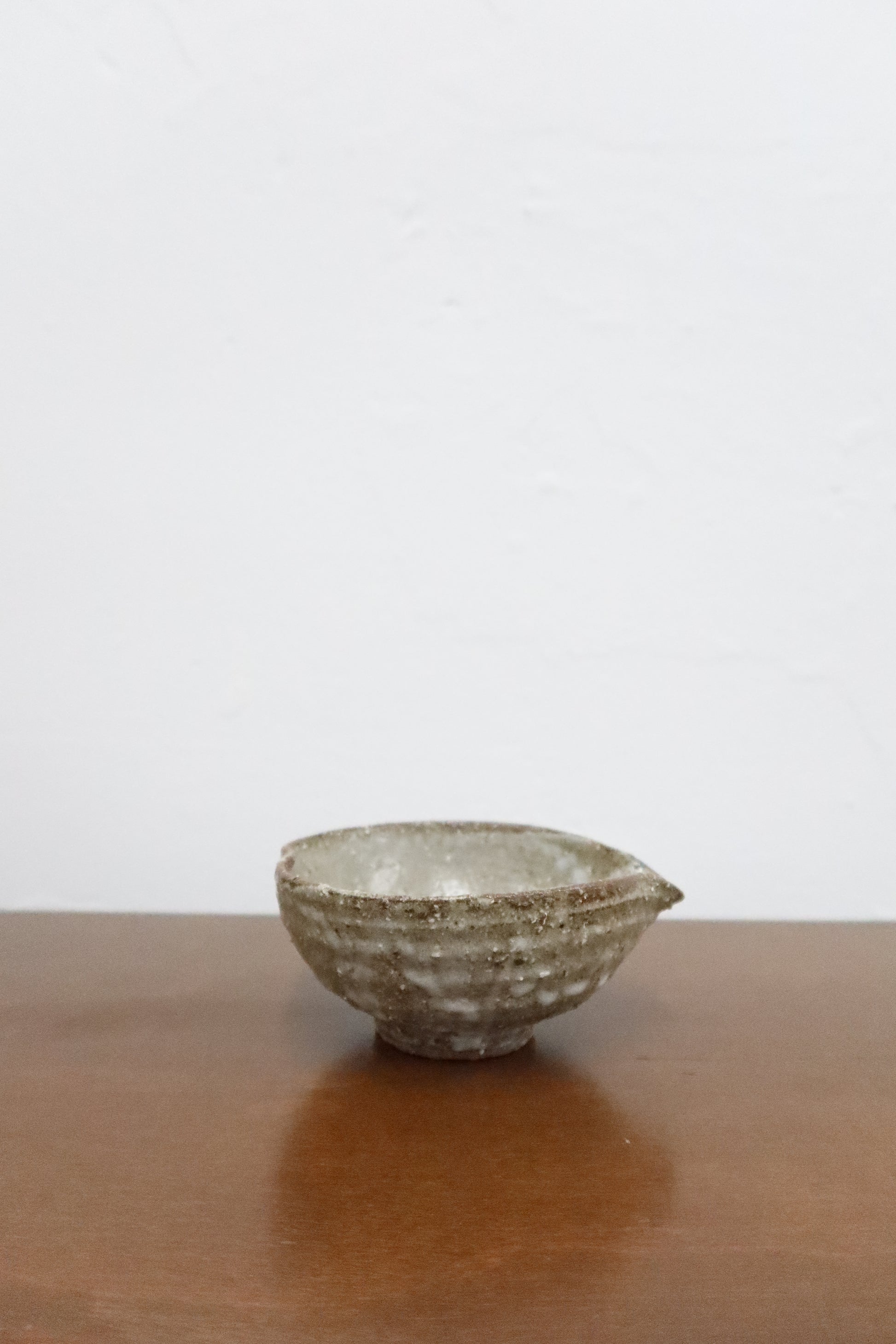 Japanese Kataguchi Ceramic Bowl, Rustic Gray