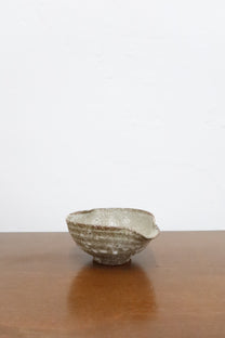 Japanese Kataguchi Ceramic Bowl, Rustic Gray