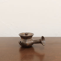 Korean Wood-Fired Ash-Glazed Side-Handled Teapot, Dark Brown