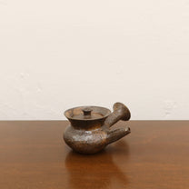 Korean Wood-Fired Ash-Glazed Side-Handled Teapot, Dark Brown