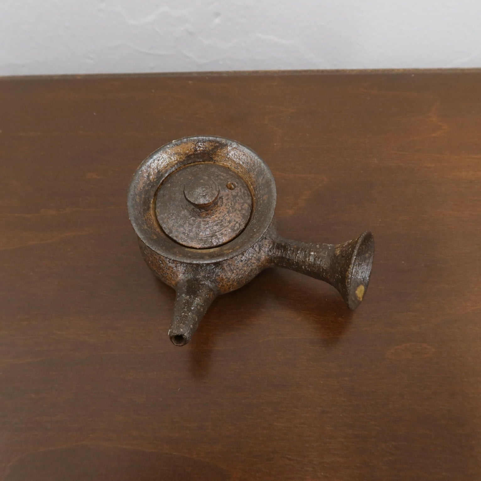 Korean Wood-Fired Ash-Glazed Side-Handled Teapot, Dark Brown