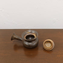 Korean Wood-Fired Ash-Glazed Side-Handled Teapot, Dark Brown