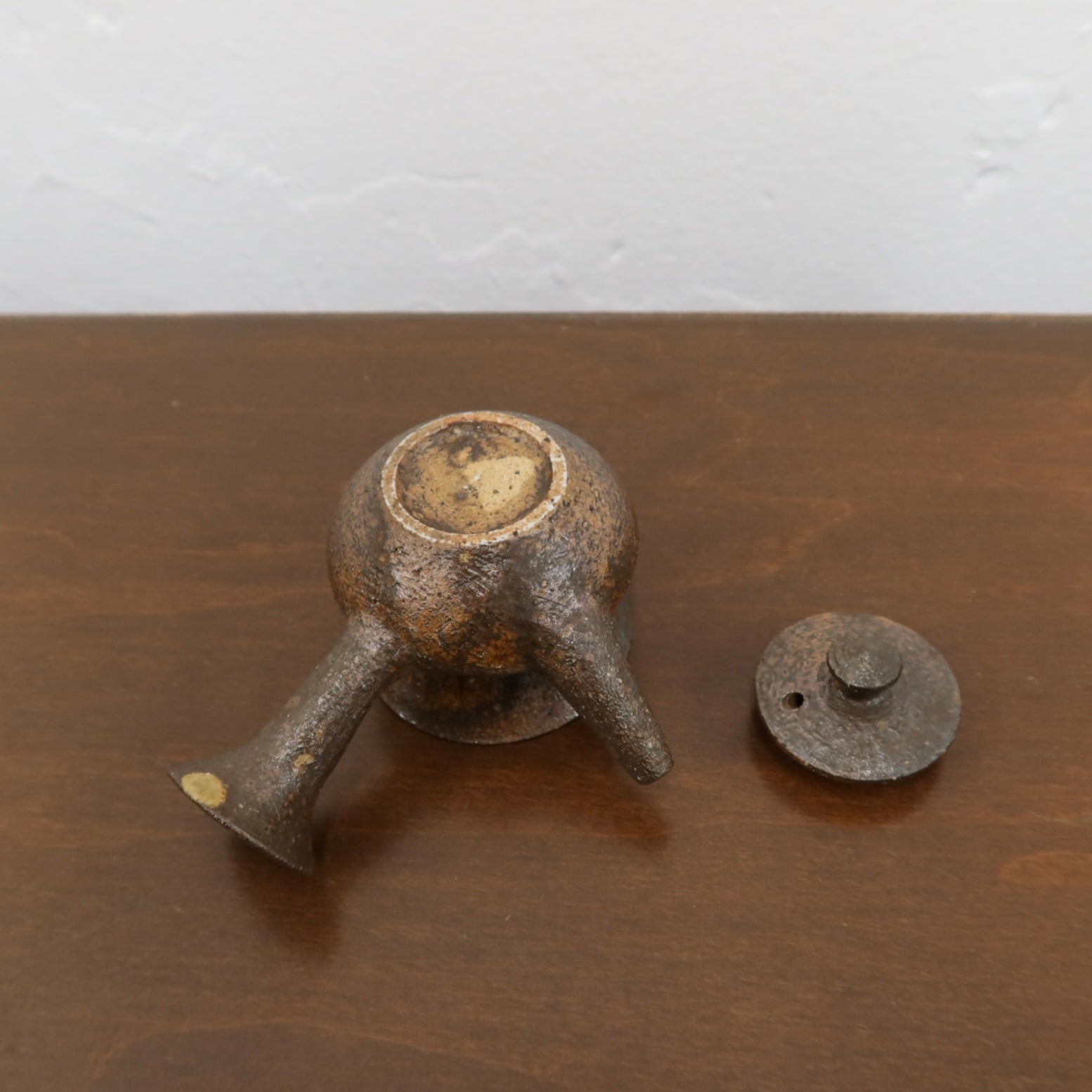 Korean Wood-Fired Ash-Glazed Side-Handled Teapot, Dark Brown