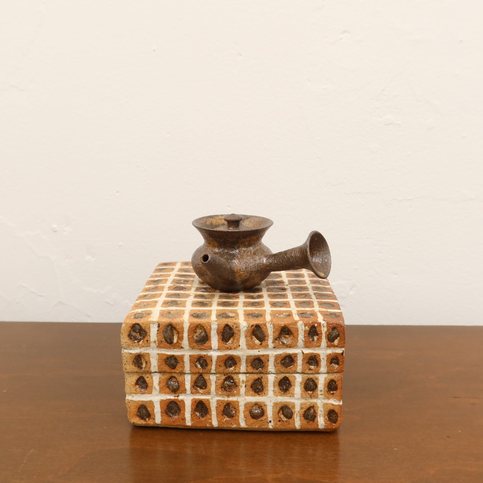 Korean Wood-Fired Ash-Glazed Side-Handled Teapot, Dark Brown