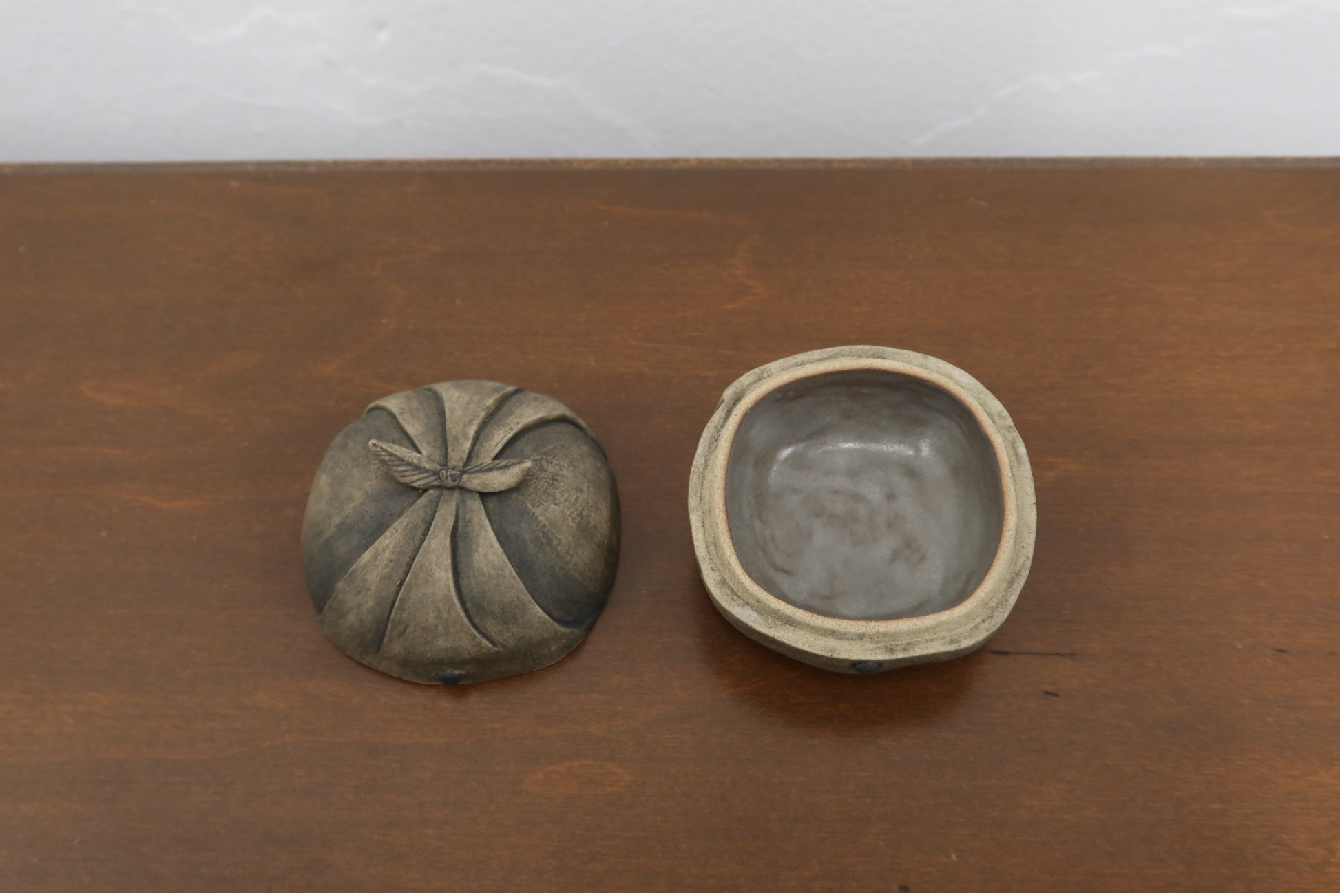 Korean Ceramic Bojagi Lidded Case, Bok (福)