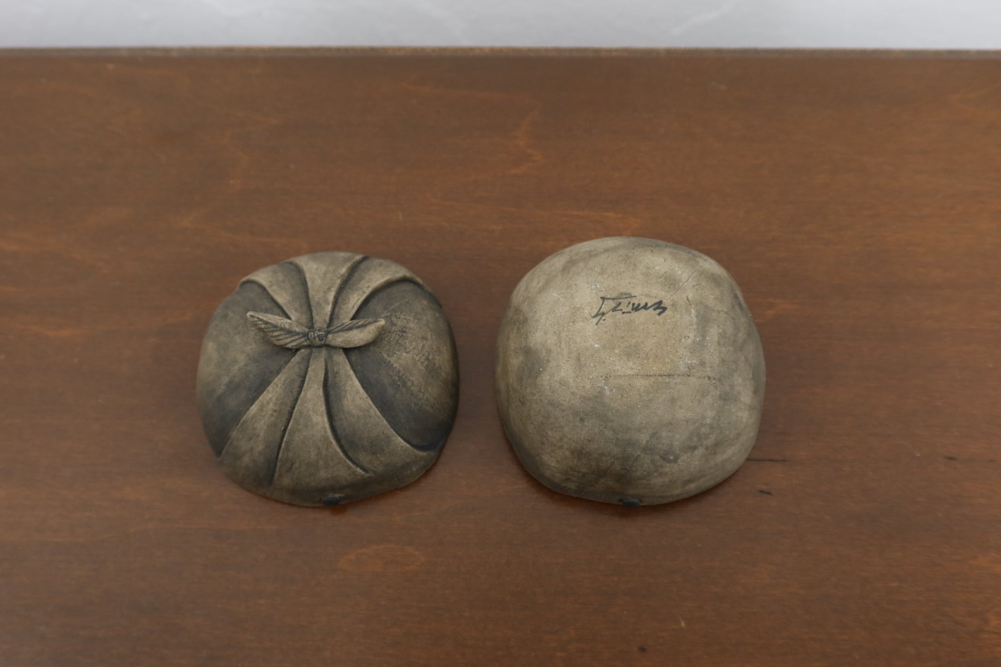 Korean Ceramic Bojagi Lidded Case, Bok (福)