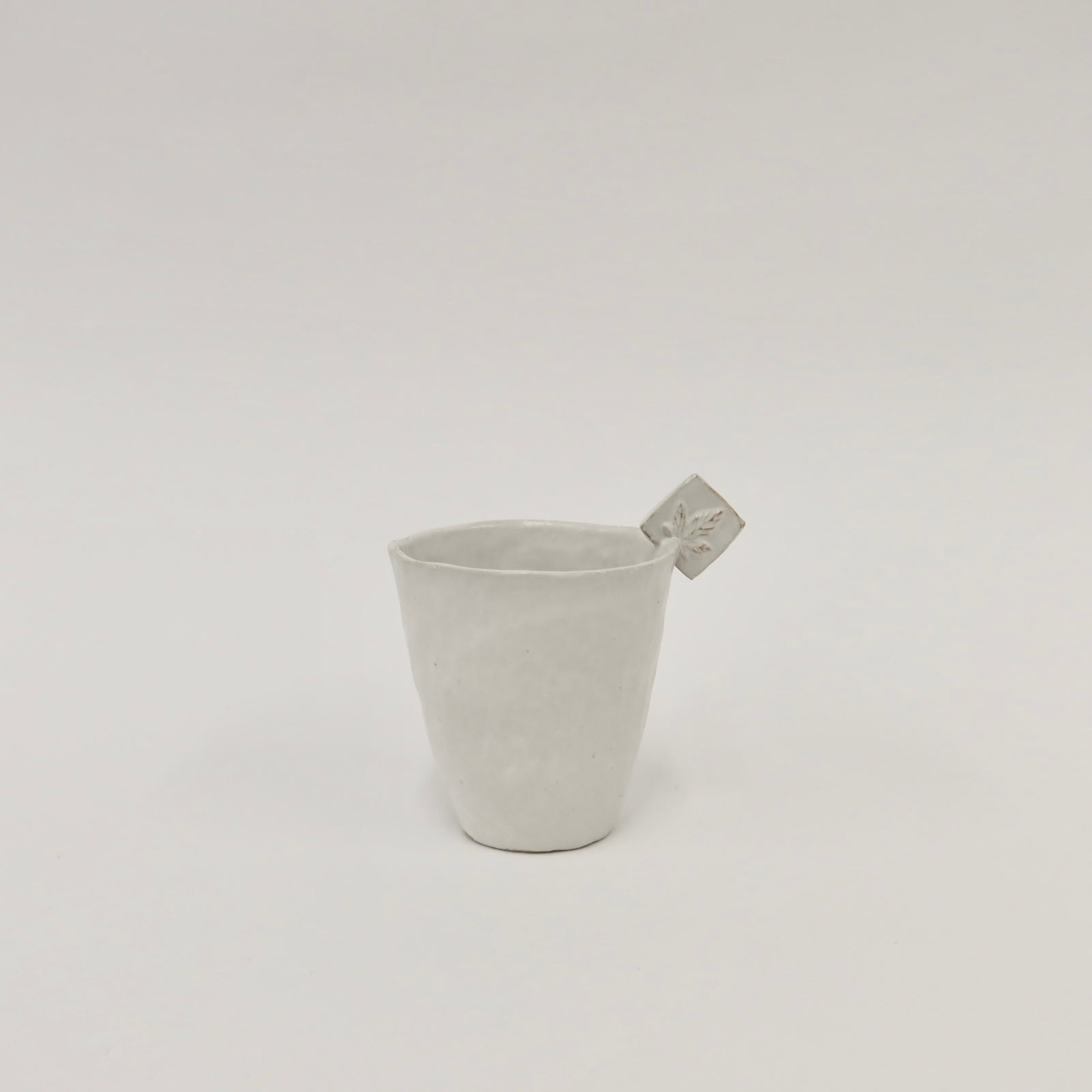 Korean Wild Grass Ceramic Tea Cup with A Small Ear-Like Handle