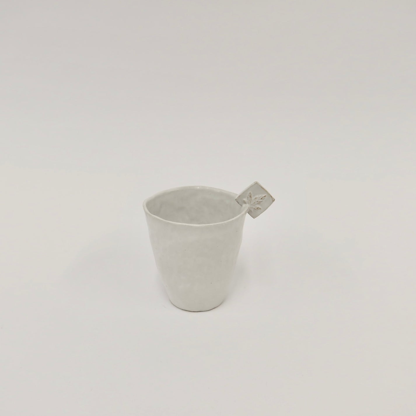 Korean Wild Grass Ceramic Tea Cup with A Small Ear-Like Handle
