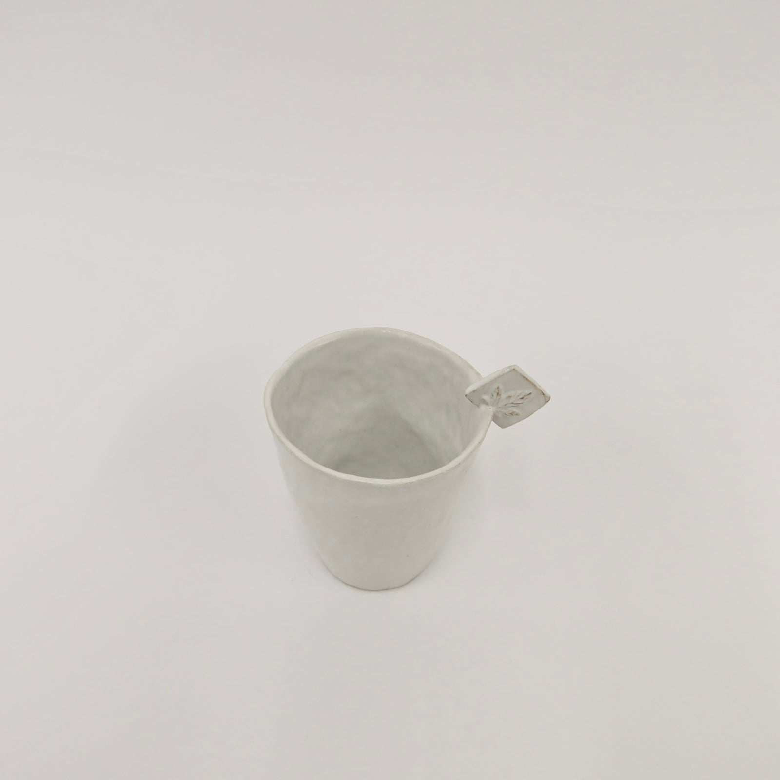 Korean Wild Grass Ceramic Tea Cup with A Small Ear-Like Handle