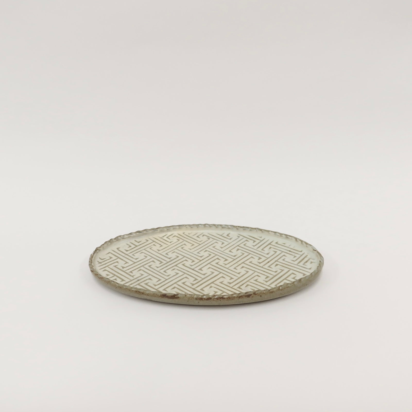 Korean Buncheong Oval Plate, Traditional Motif, 2 Colors