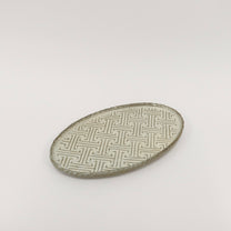 Korean Buncheong Oval Plate, Traditional Motif, 2 Colors