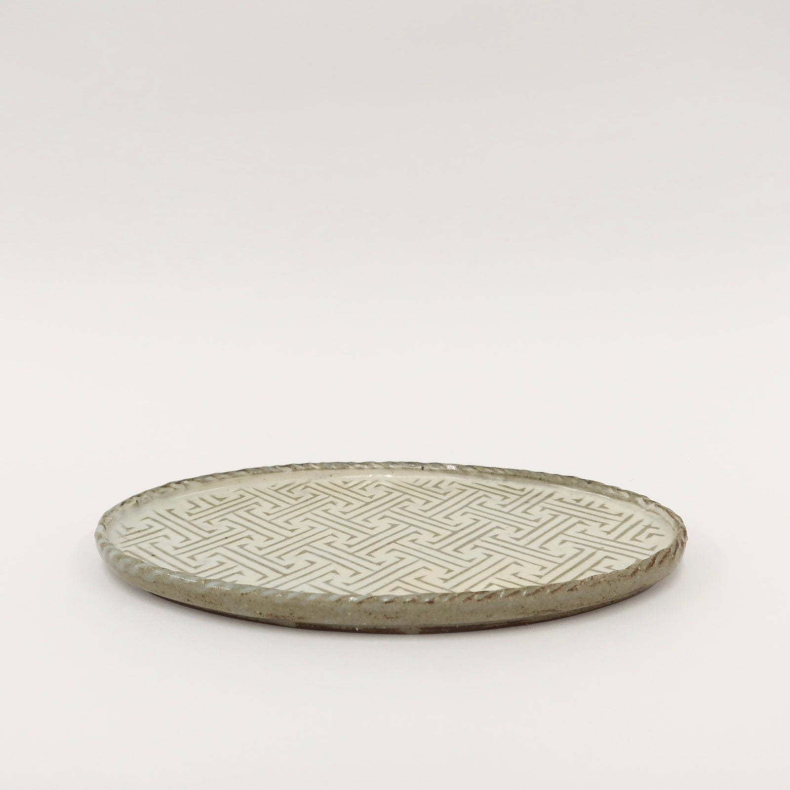 Korean Buncheong Oval Plate, Traditional Motif, 2 Colors
