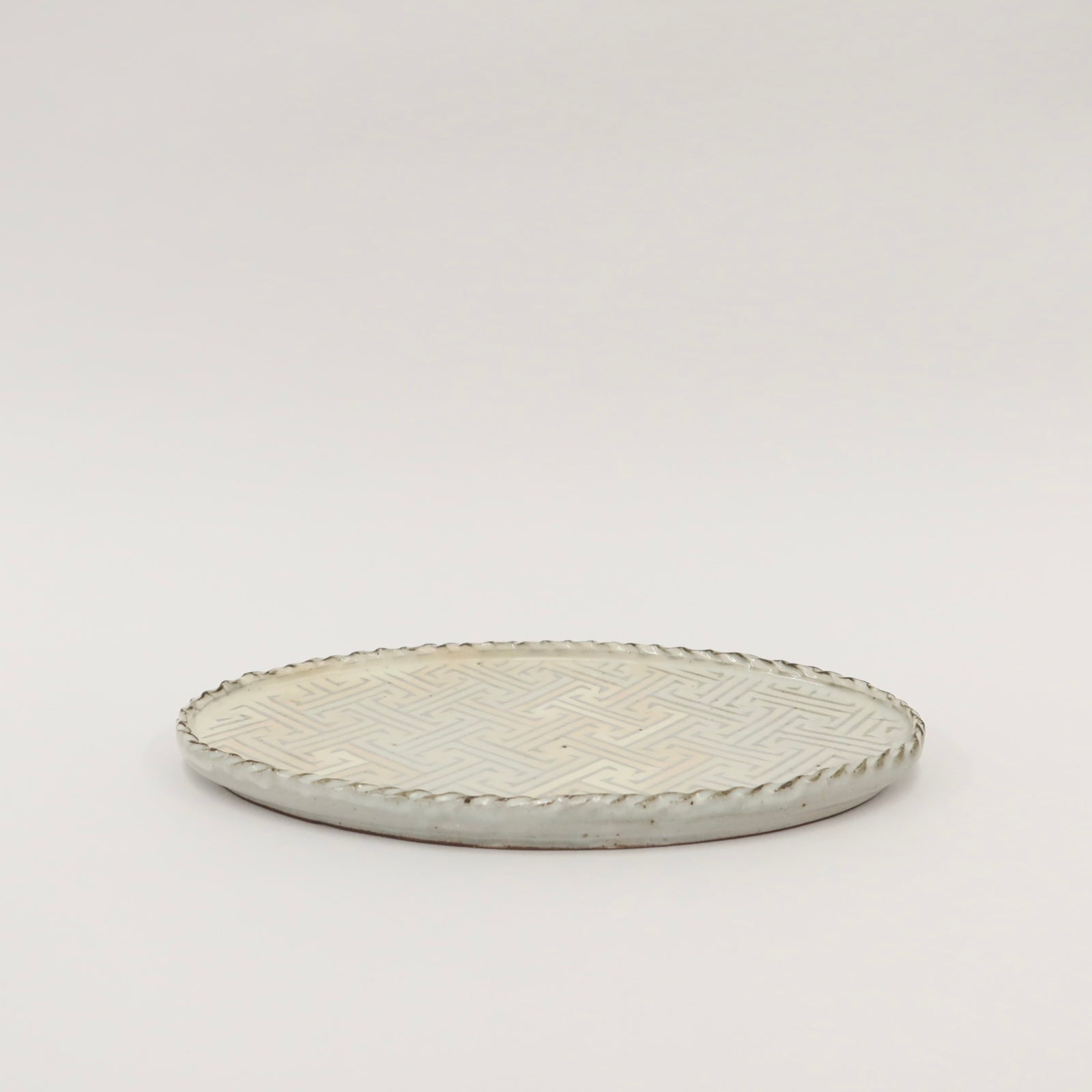 Korean Buncheong Oval Plate, Traditional Motif, 2 Colors