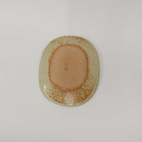 Japanese Shigaraki Ceramic Plate in Moss Green with Brushwork