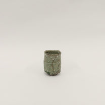 Japanese Shigaraki Mossy Green Tea Cup, Cooling Reduction