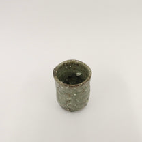 Japanese Shigaraki Mossy Green Tea Cup, Cooling Reduction