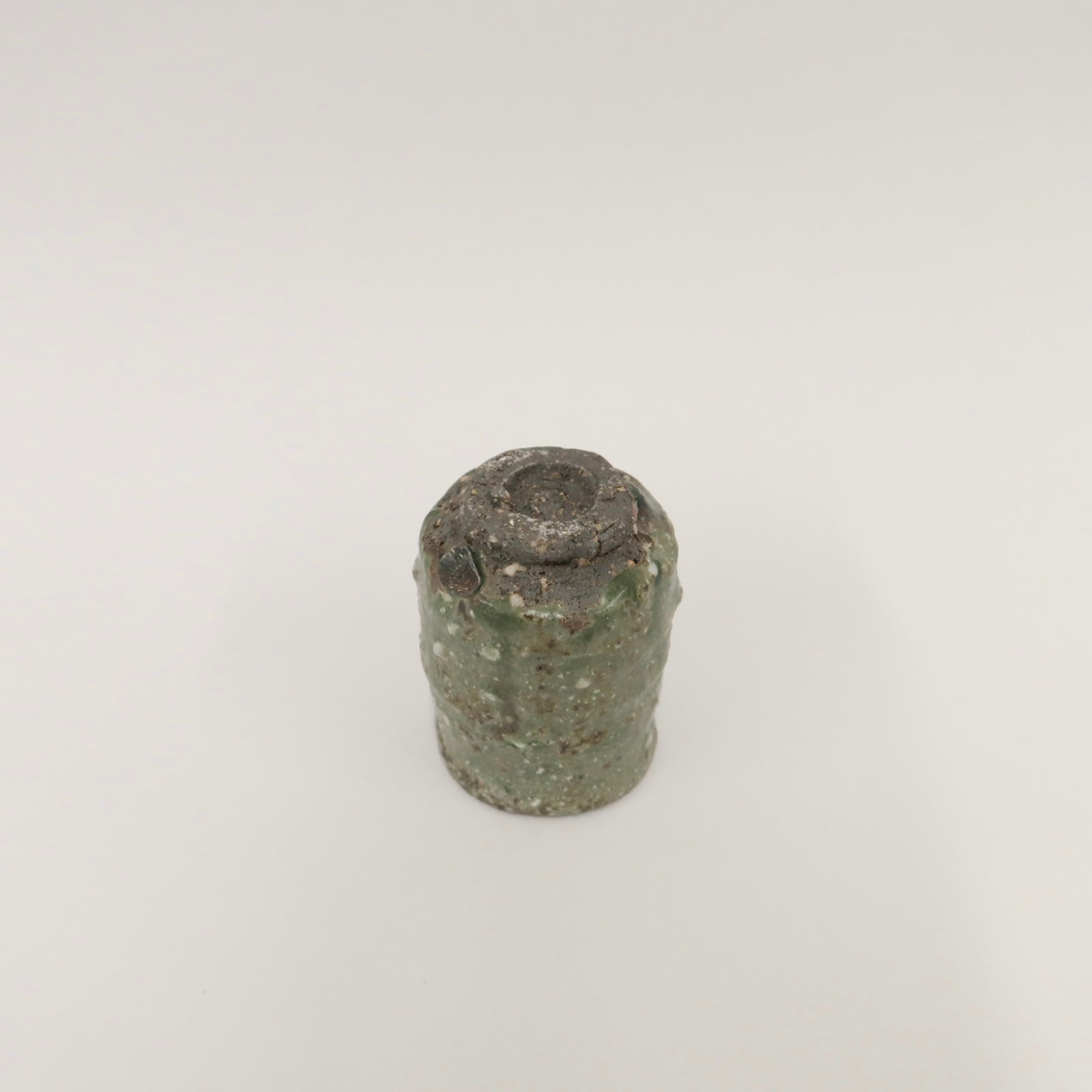 Japanese Shigaraki Mossy Green Tea Cup, Cooling Reduction