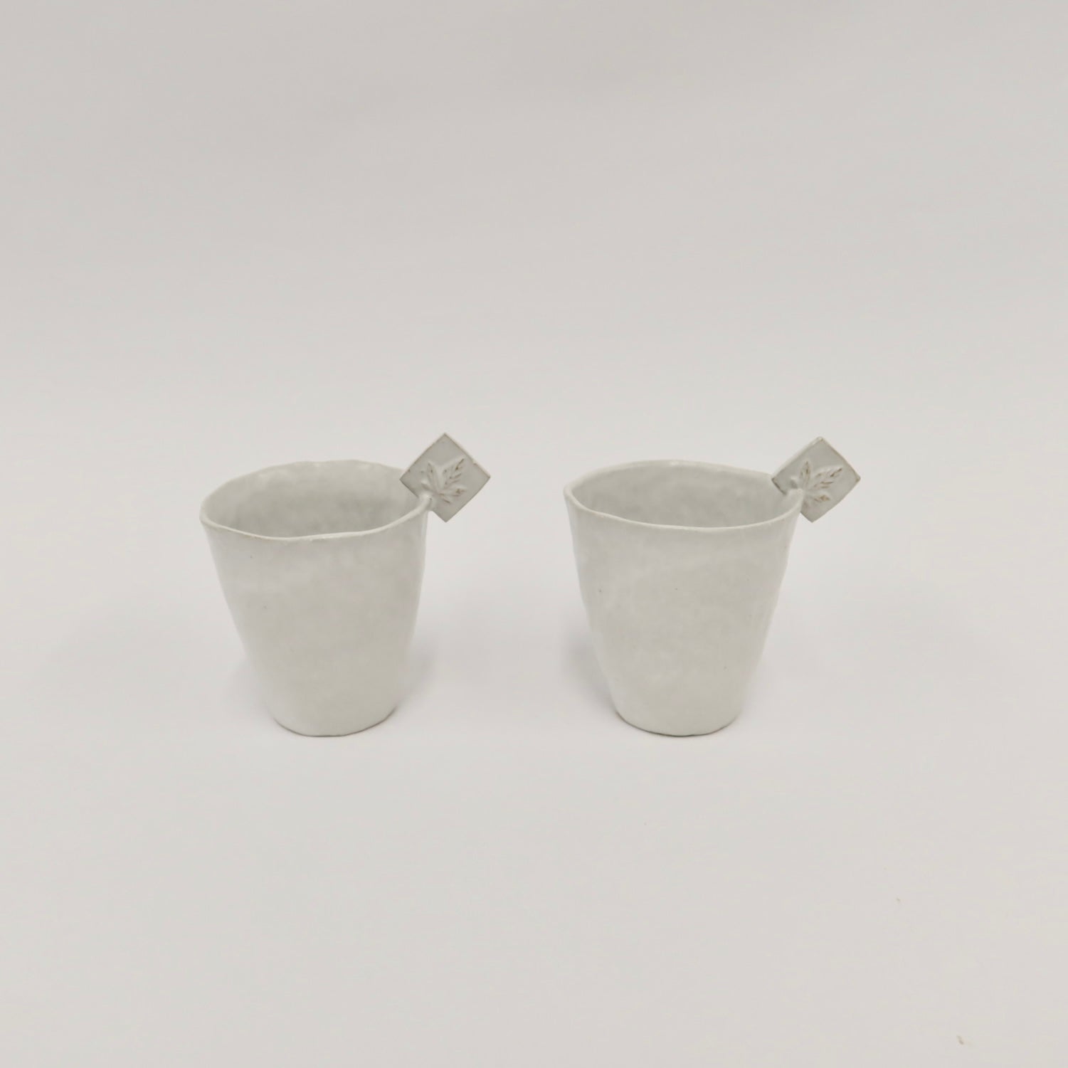 Korean Wild Grass Ceramic Tea Cup with A Small Ear-Like Handle