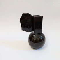 Korean Ceramic Rectangular Column Vase in Black